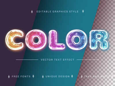 彩色玻璃 - 可编辑的文字效果，字体样式(Color Glass - Editable Text Effect, Font Style)