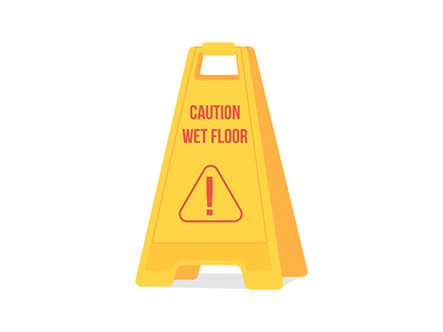小心湿地板标志半平面彩色矢量对象(Caution wet floor sign semi flat color vector object)