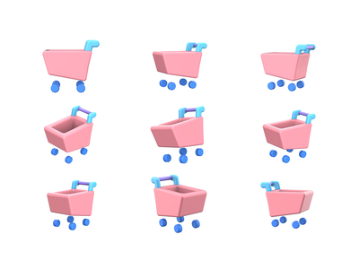 购物车 3D 图标(Cart 3D icon)