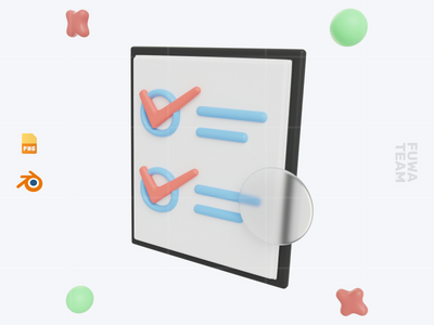 清单 - 3D 学校图标包(Checklist - 3D School Icon Pack)