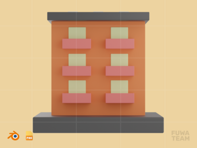 建筑 - 3D 建筑插图（正面）(Building - 3D Construction Illustration (front))