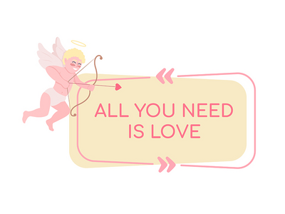 您所需要的只是带有扁平字符的爱矢量引文框(All you need is love vector quote box with flat character)