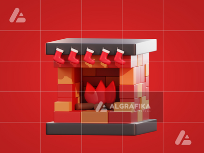 3d 圣诞壁炉(3d christmas fireplace)