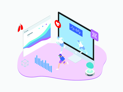ARVR 健康等距图(ARVR Health Isometric Illustration)