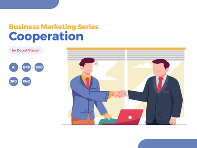 合作业务营销图(Cooperation Business Marketing Illustration)