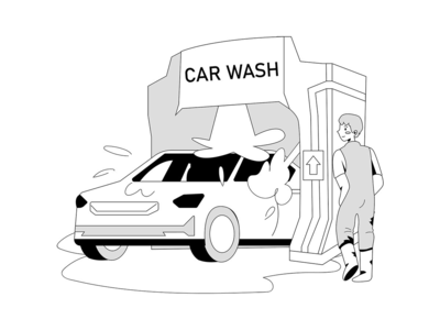 洗车服务图(Car Washing Service Illustration)