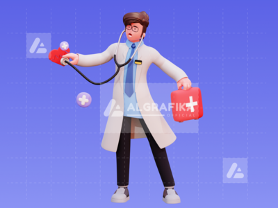 3d 字符男医生插图(3D Character Male Doctor Illustration)
