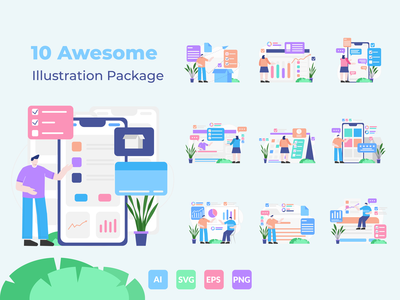 10个很棒的登陆页面插图业务模板(10 Awesome illustration business template for landing page)