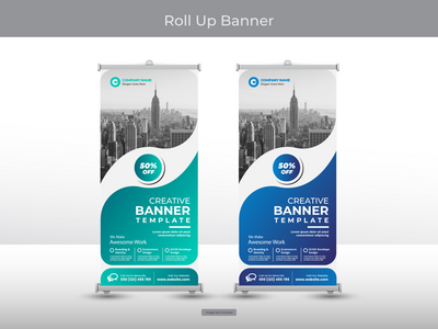 企业卷起横幅或传单社交媒体帖子模板(Corporate roll up banner or flyer social media post template)