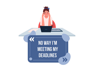 扁平字符工作向量引文框带来的焦虑(Anxiety from job vector quote box with flat character)