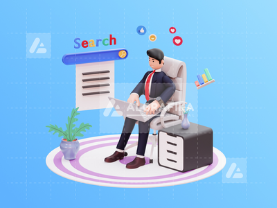 3d 字符商人图(3D Character Businessman Illustration)