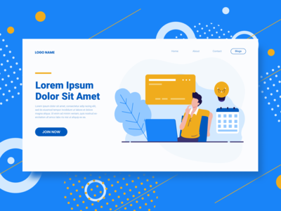 商业插图网页标题矢量-Easytemp(Business illustration web header vector - Easytemp)