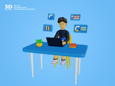 3d 男性角色在工作(3d male character at work)