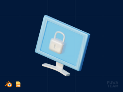 计算机安全-3D 互联网安全插图(Computer Security - 3D Internet Security Illustration)