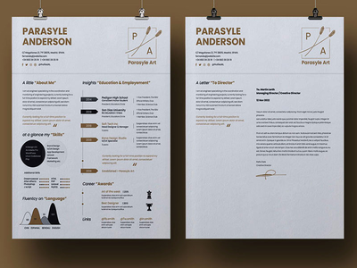 创意简历简历模板1页简历+求职信(Creative Resume CV Template 1 pages Resume + Cover Letter)