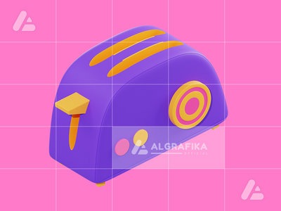 3d 插图面包烤面包机对象(3d illustration bread toaster object)