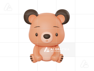 可爱的熊 3d 图(Cute bear 3d illustration)