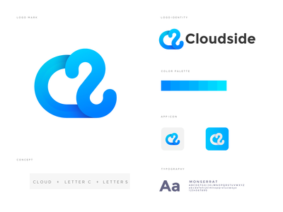 云边现代标志设计(cloudside modern logo design)