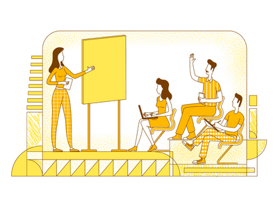 商务教练平面剪影矢量图(Business coaching flat silhouette vector illustration)