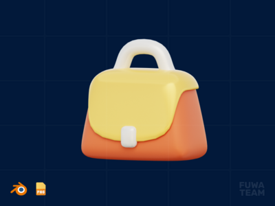 公文包 - 3D 设计过程图解（正面）(Brief Case - 3D Design Process Illustration (front))