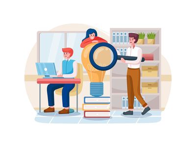 业务团队合作理念。寻找新想法解决方案的团队。(Business teamwork concept. Team searching for new ideas solutions.)