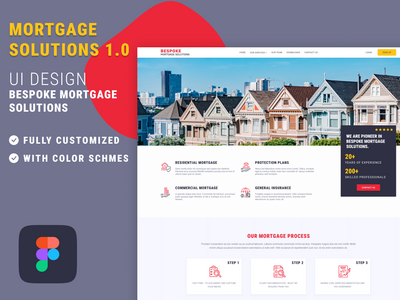 定制抵押贷款解决方案网页模板 |无花果(Bespoke Mortgage Solutions Web Template | Figma)