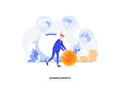 业务增长矢量图(Business Growth Vector Illustration)