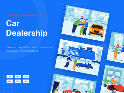 汽车经销商矢量 Illustration_Pack 02(Car Dealership Vector Illustration_Pack 02)