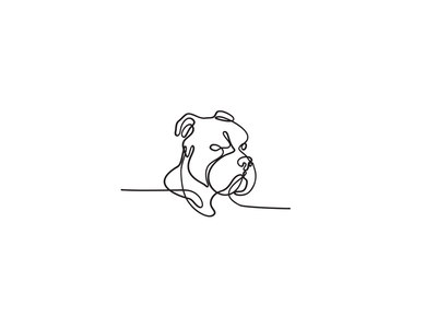 欺负狗品种美国比特斗牛梗连续线绘图(Bully Dog Breed American Pit Bull Terrier Continuous Line Drawing)