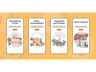 黑色星期五入职移动应用程序屏幕平面矢量模板(Black friday onboarding mobile app screen flat vector template)