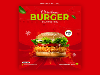 餐厅美味菜单模板的圣诞社交媒体帖子(Christmas social media post for restuarant delicious menu template)