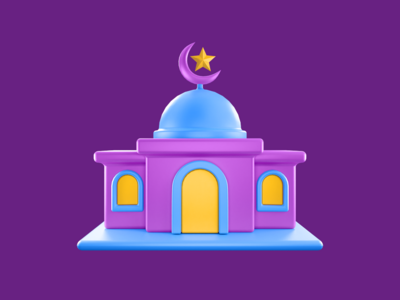 3D 渲染斋月图标-清真寺前视图(3D Rendering Ramadan Icon - Mosque front View)