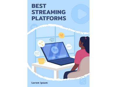 最佳流媒体平台海报平面矢量模板(Best streaming platforms poster flat vector template)