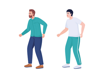 烦人的半平面彩色矢量字符集(Bothered men semi flat color vector characters set)