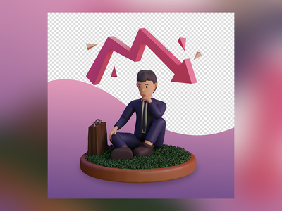 3d 渲染金融危机图表插图(3d render financial crisis infographics illustration)