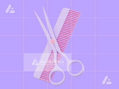 3d 插图美发沙龙对象(3d illustration hair salon object)