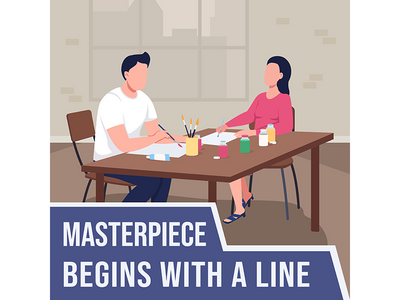 成人社交媒体帖子模型的艺术课(Art class for adults social media post mockup)