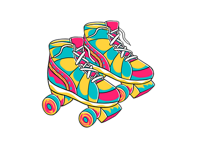 90 年代的氛围-溜冰鞋矢量图(90's Vibe - Roller Skates Vector Illustration)