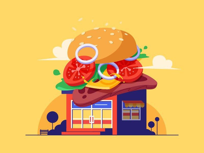 汉堡店图(Burger shop illustration)