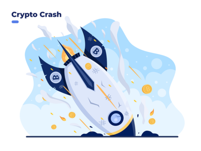 Cryptocurrency 崩溃和价格崩溃平插图(Cryptocurrency Crash and price collapes flat illustration)