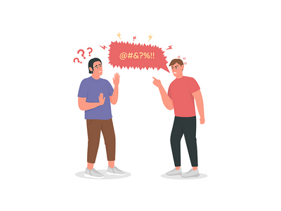 争论男人平面颜色矢量详细字符(Arguing men flat color vector detailed character)