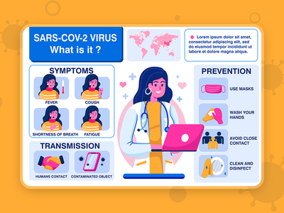 COVID-19 冠状病毒症状和预防信息图表模板(COVID-19 Coronavirus symptoms and prevention infographic template)