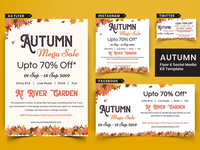 秋季节日传单和社交媒体包 13(Autumn Festival Flyer & Social Media Pack-13)