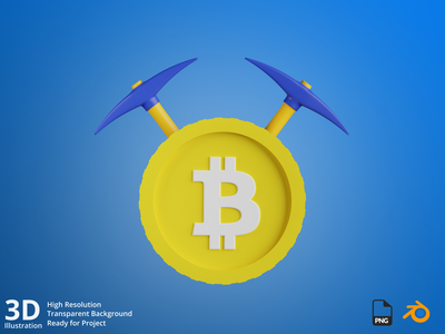 比特币挖掘-加密货币挖掘 3D 插图(Bitcoin Mining - Cryptocurrency Mining 3D Illustration)