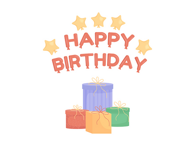 生日礼物和礼物半平面彩色矢量对象(Birthday gifts and presents semi flat color vector object)