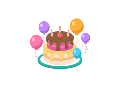 生日蛋糕图矢量(Birthday cake illustration vector)