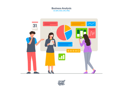 业务分析-创业插画场景(Business Analysis - Startup Illustration Scene)