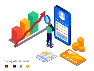 商人在手机中检查个人理财。(Businessman checking personal finance in mobile phone.)