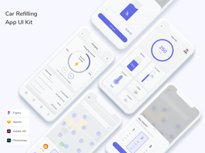 汽车加油应用程序 UI 套件(Car Refilling App UI Kit)