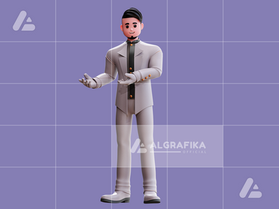 3d 婚礼新郎人物插图(3d wedding groom character illustration)